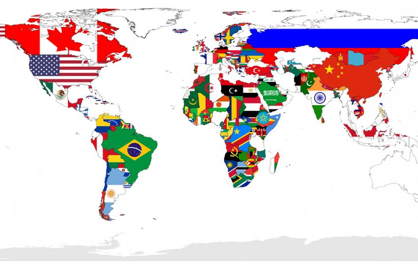 world map with country flags