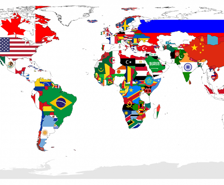 world map with country flags